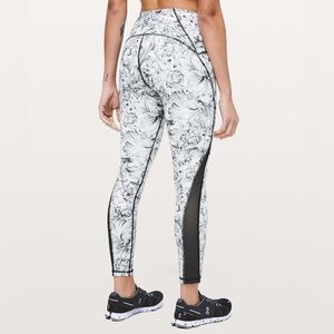 Lululemon Train Times 7/8 Leggings in light garden white black/ black